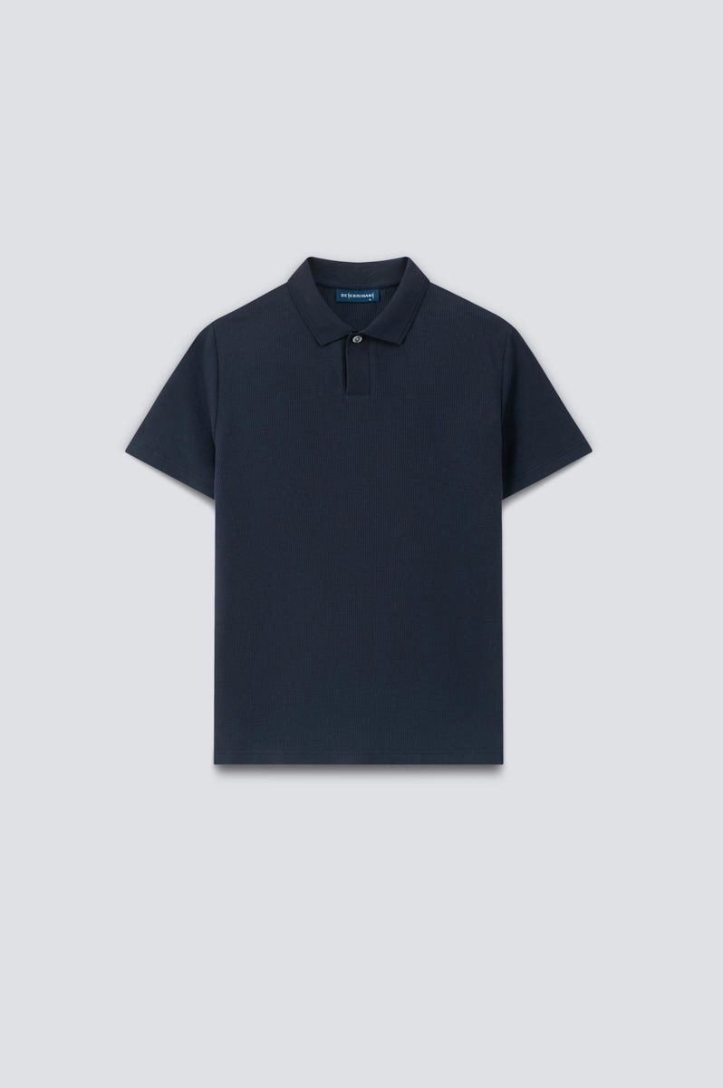 Waffle-Knit Polo | Navy NNY096 Sweat Absorbing