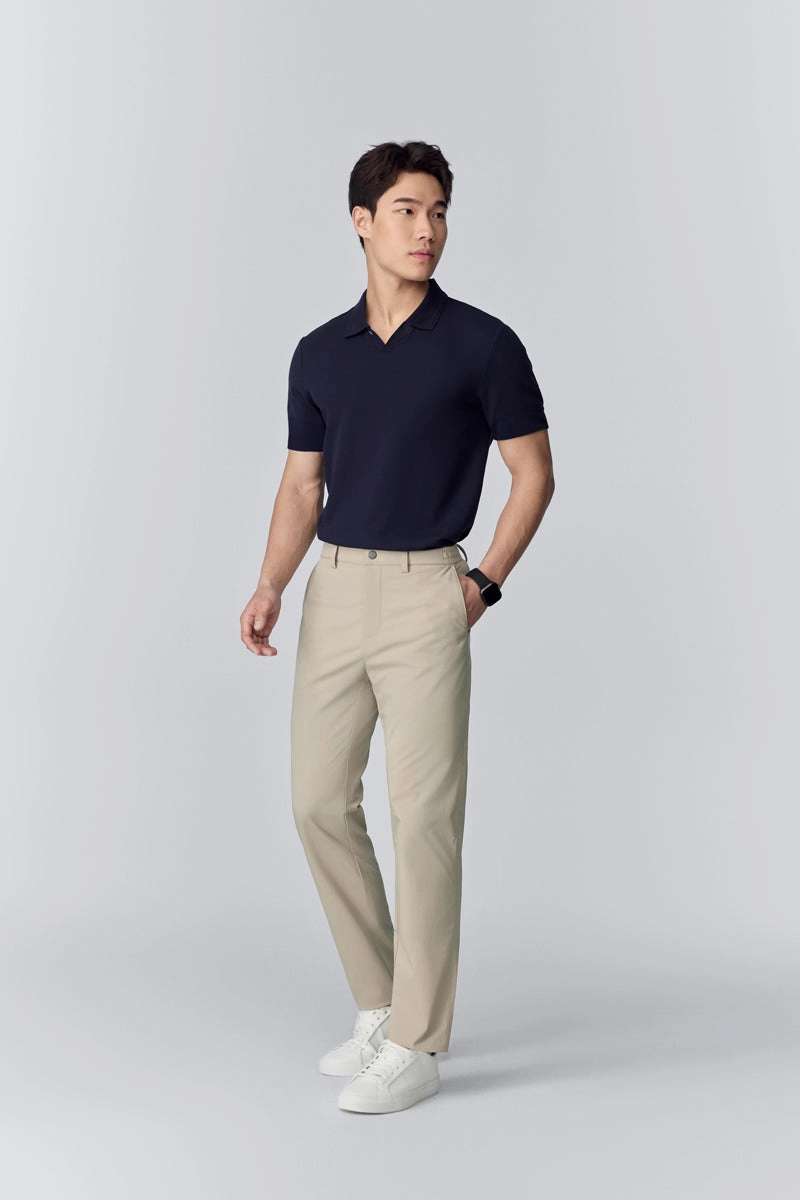 Waffle-Knit Polo | Navy NNY096 Easy Wear