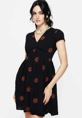 Air Comfort Contrasting Detail Solstice Embroidered Smock Mini Dress