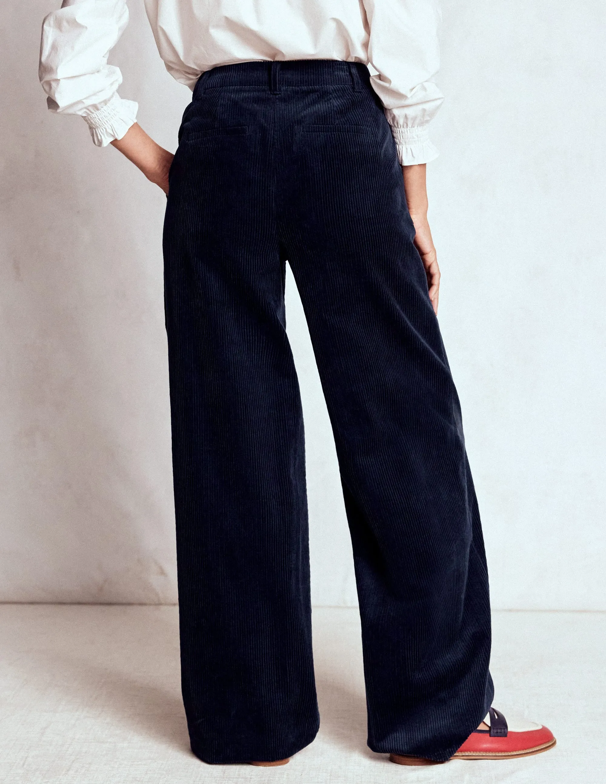 No Gap Waist Construction Padded hips Belgravia Cord Trousers-Navy