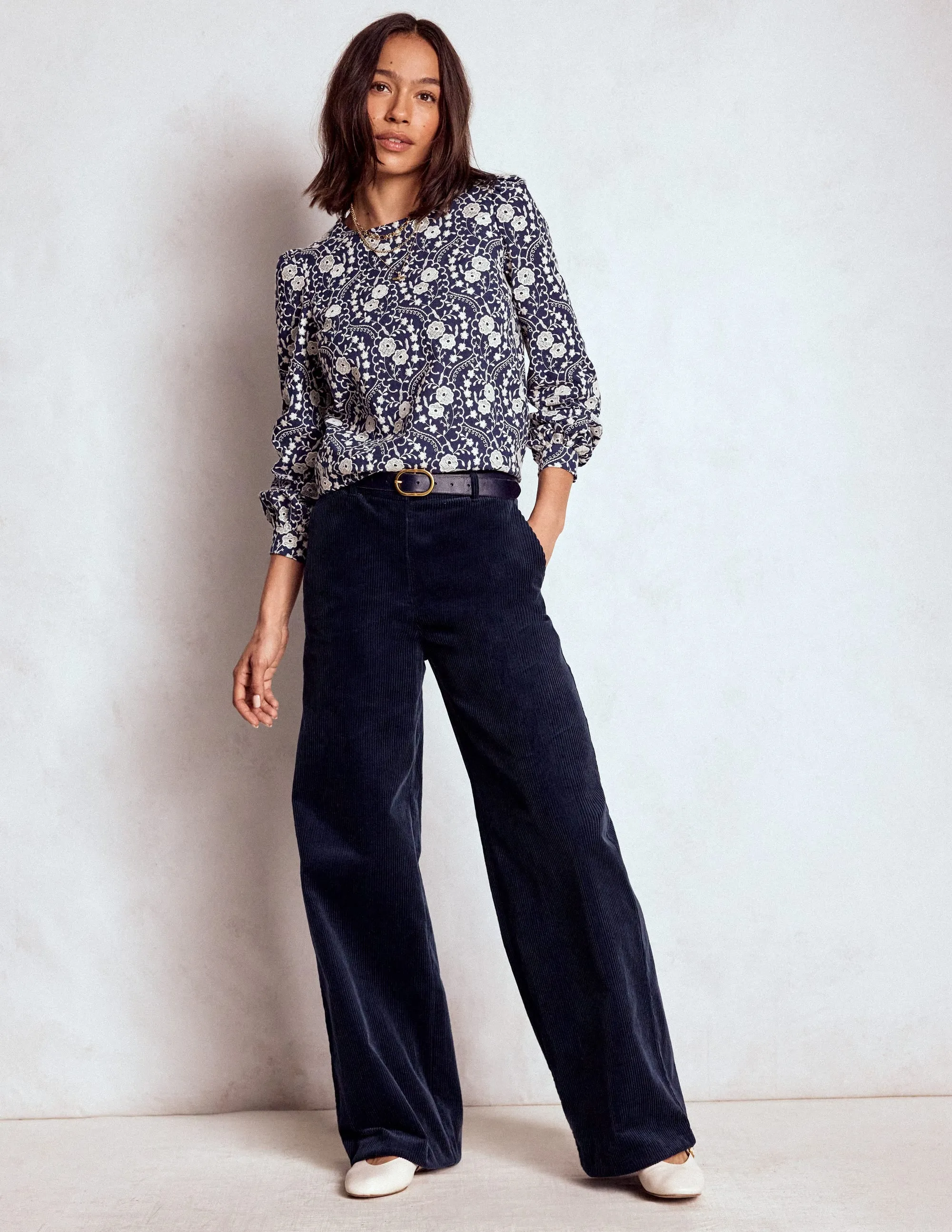 Belgravia Cord Trousers-Navy Flex Fit