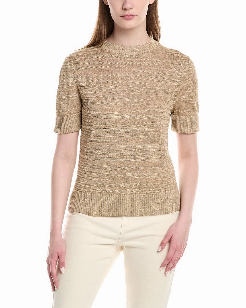 Friction Resistant Edging Drop Needle Detailing Lafayette 148 New York Cropped Linen-Blend Sweater