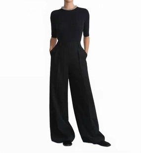 Metallic Baroque Collar Sweater In Black Seasonal Essentials Ultimate Layer