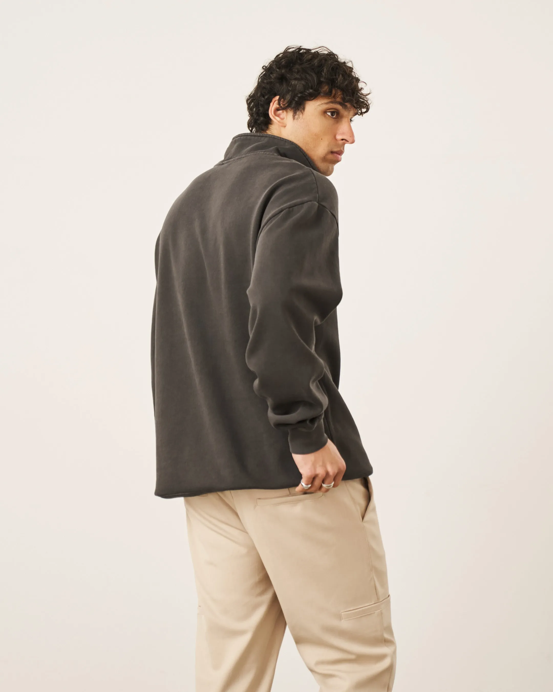 Elegant Comfort Moisture Wicking Fibers Vice 84 'Runner' Faded 1/4 Zip Sweater - Black