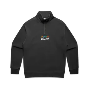 Vice 84 'Runner' Faded 1/4 Zip Sweater - Black Cozy Vibes Odor Resistant Finish