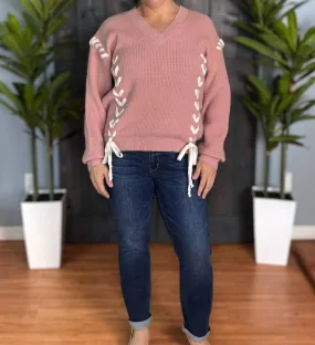 Laced With Love Sweater In Pink Cold-Weather Layer