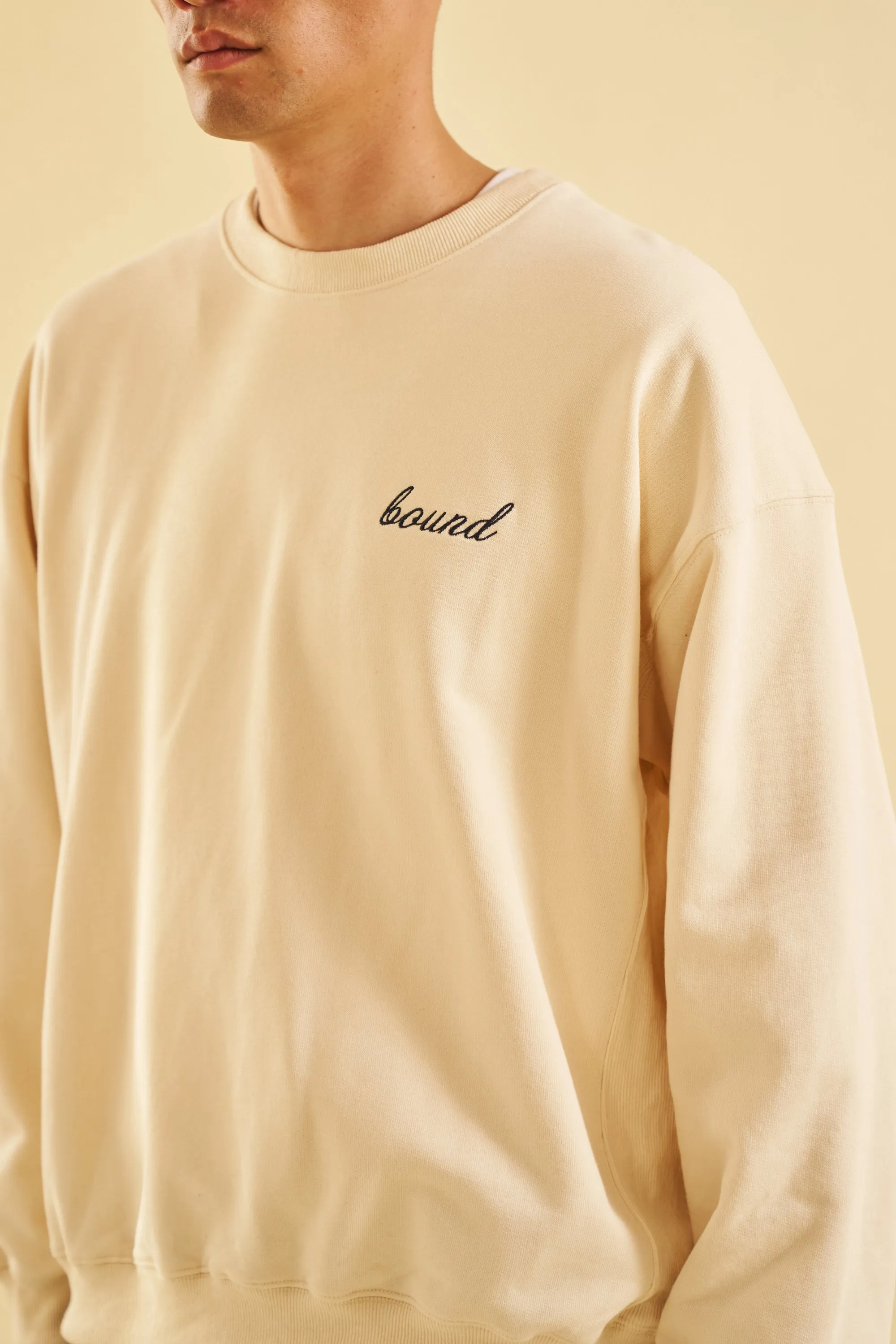 Eco Friendly Yarn Blend bound Cream Premium Script Sweater