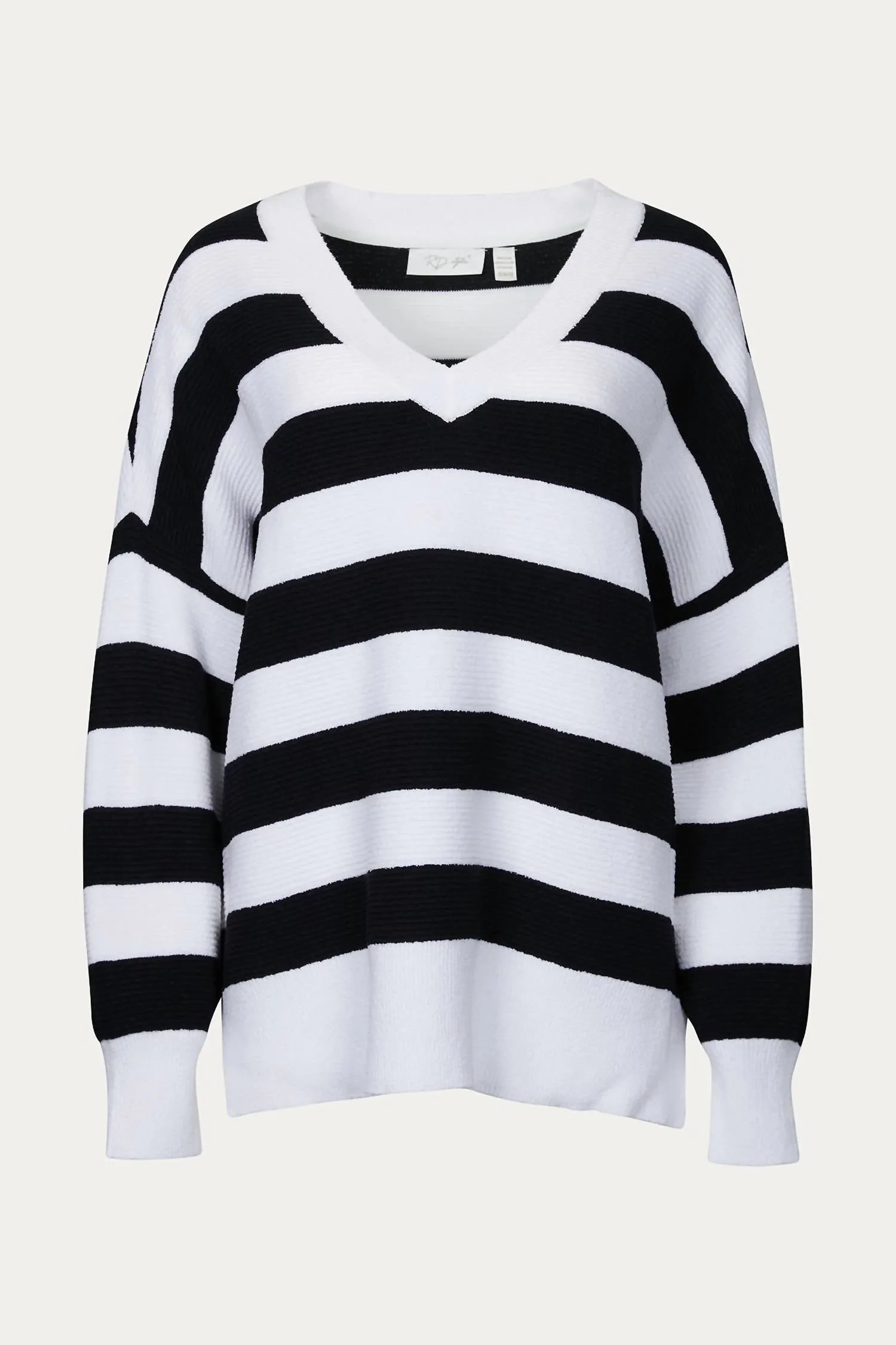 All-Season Comfort Oversized Ottoman Rugby Striped Sweater In Black/white