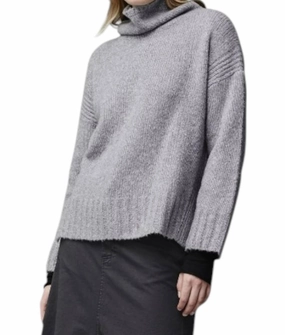 Cashmere Melange Turtleneck Sweater In Dark Grey Layered Thermal Core Eco Friendly Yarn Blend