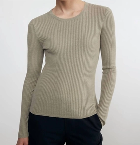 Knit Perfection Reinforced Shoulder Seams Linen Cotton Longsleeve Sweater Tee In Ash