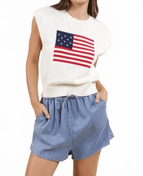 American Dream Flag Sweater In Ivory Versatile Comfort All-day Comfort