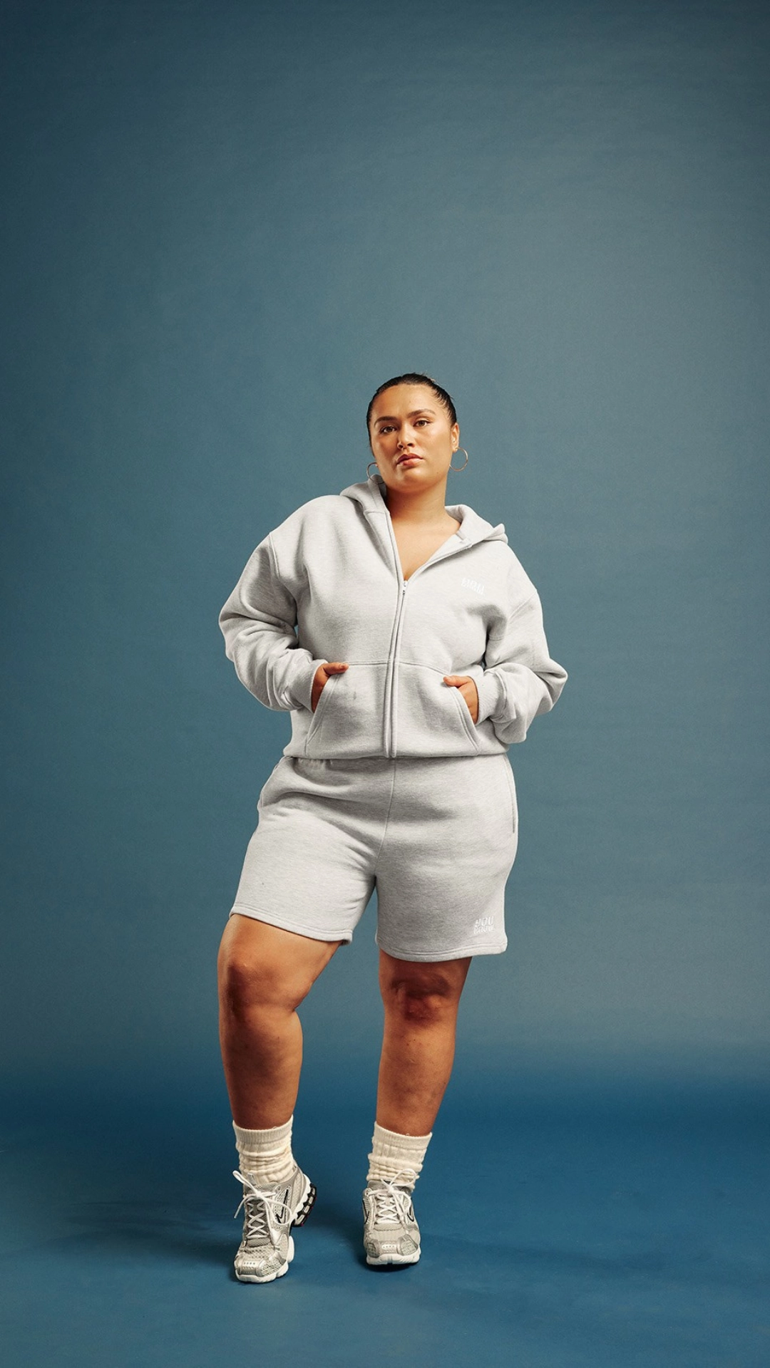 WARM UP ZIP UP HOODIE | Grey Patchwork