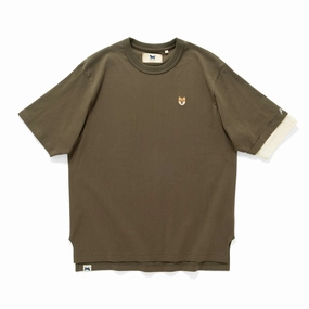 (TP1612) Layered Sleeve Embroidery Tee V neck
