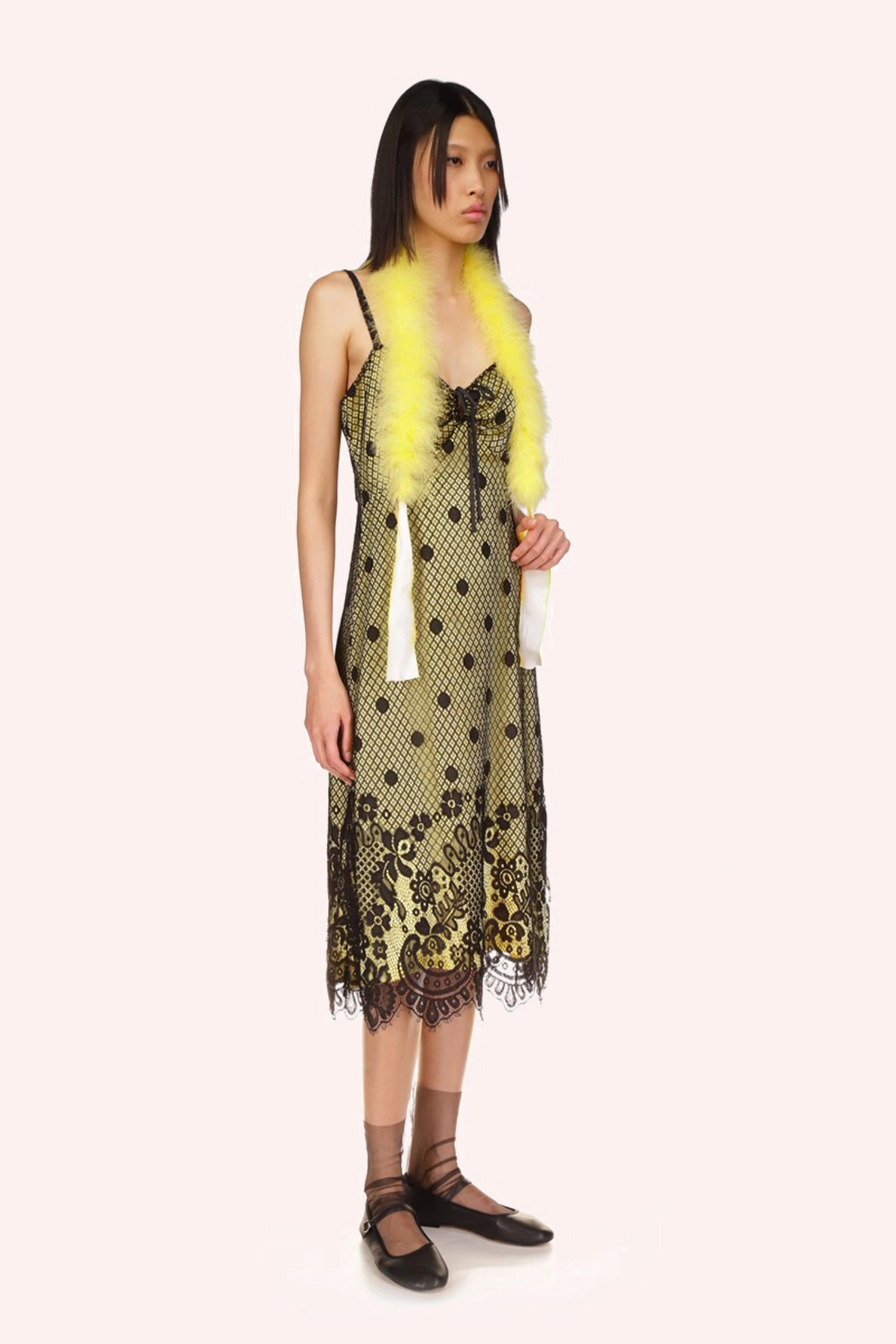 Balanced feel Washed Satin With Lace Dress