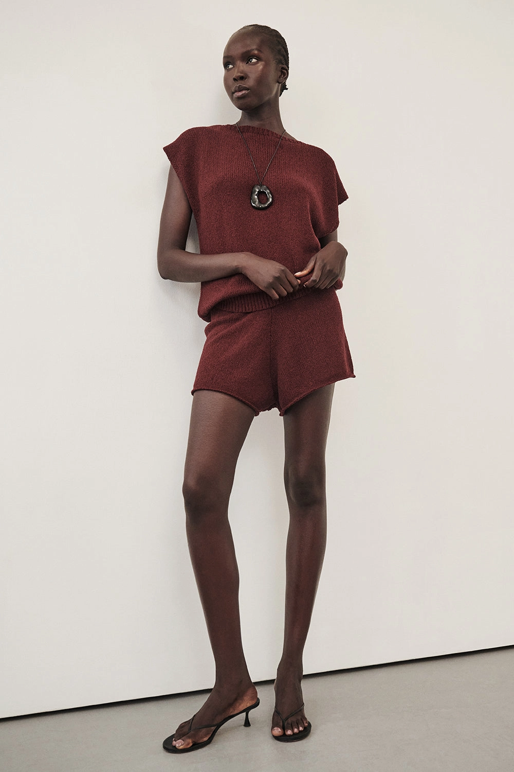 Rough texture Sandals ASPEN SANGRIA KNIT SHORT