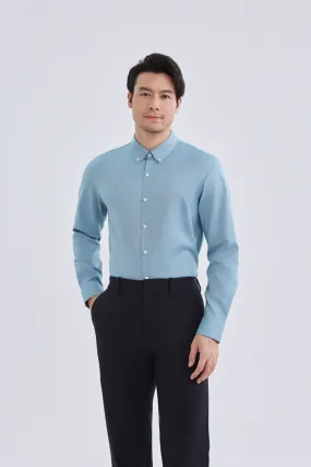 Hidden Placket Raw edge Waterless Dye Button-Down Smart Shirt | Indigo Blue 25239N