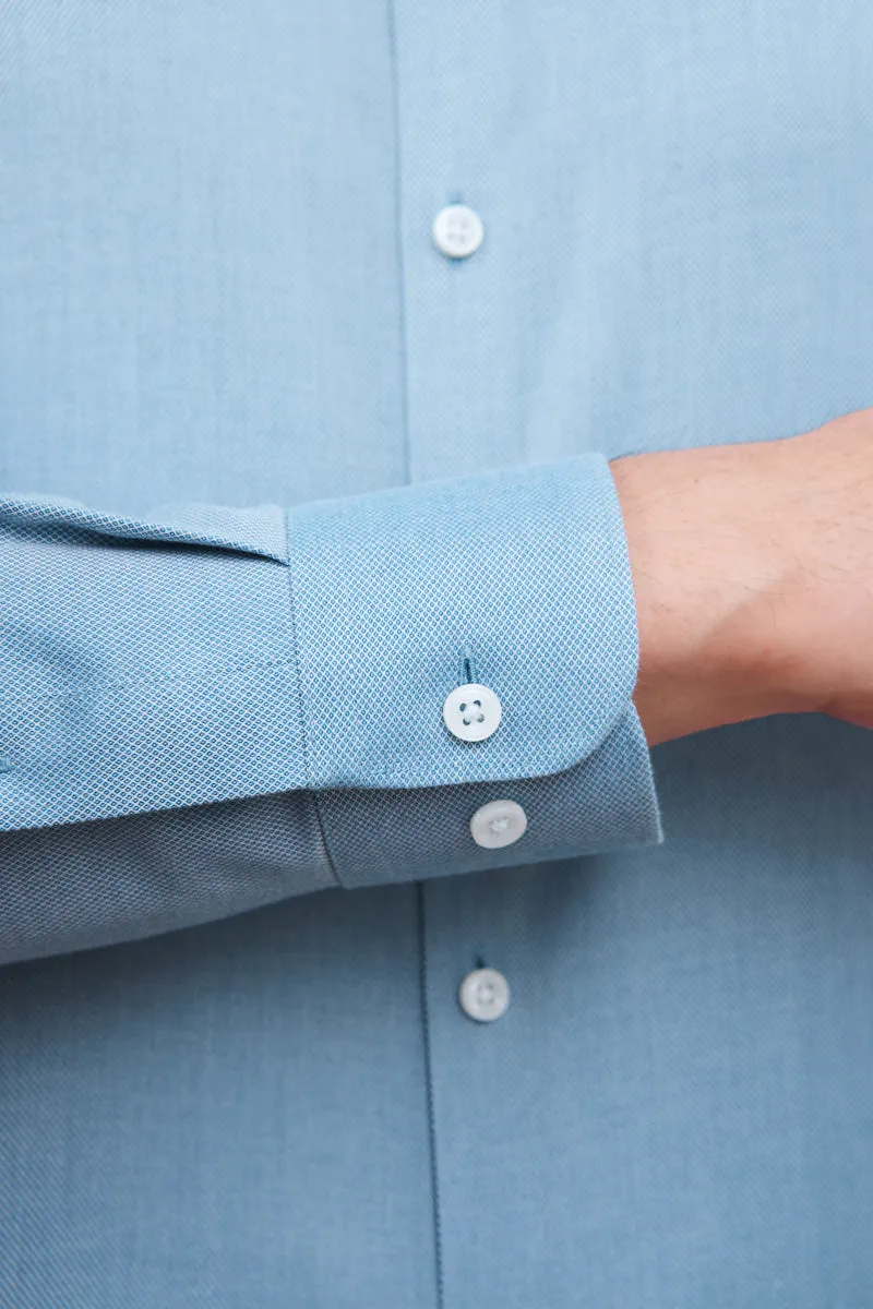 Weekend Style Waterless Dye Button-Down Smart Shirt | Indigo Blue 25239N
