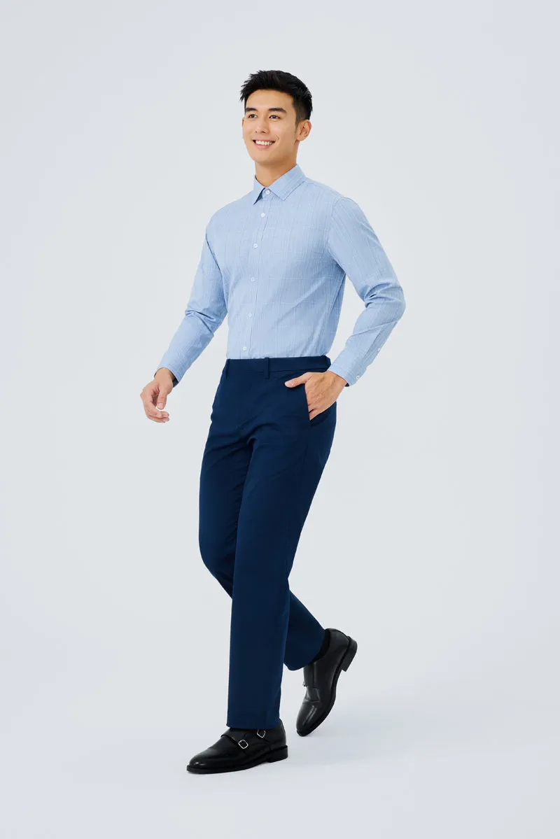 Layered Look Waterless Dye Dress Shirt  | Blue 23410N