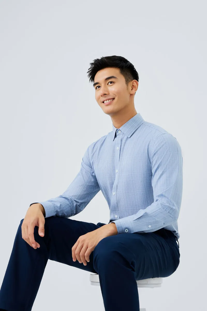 Waterless Dye Dress Shirt  | Blue 23410N Striped Design Cocktail Event