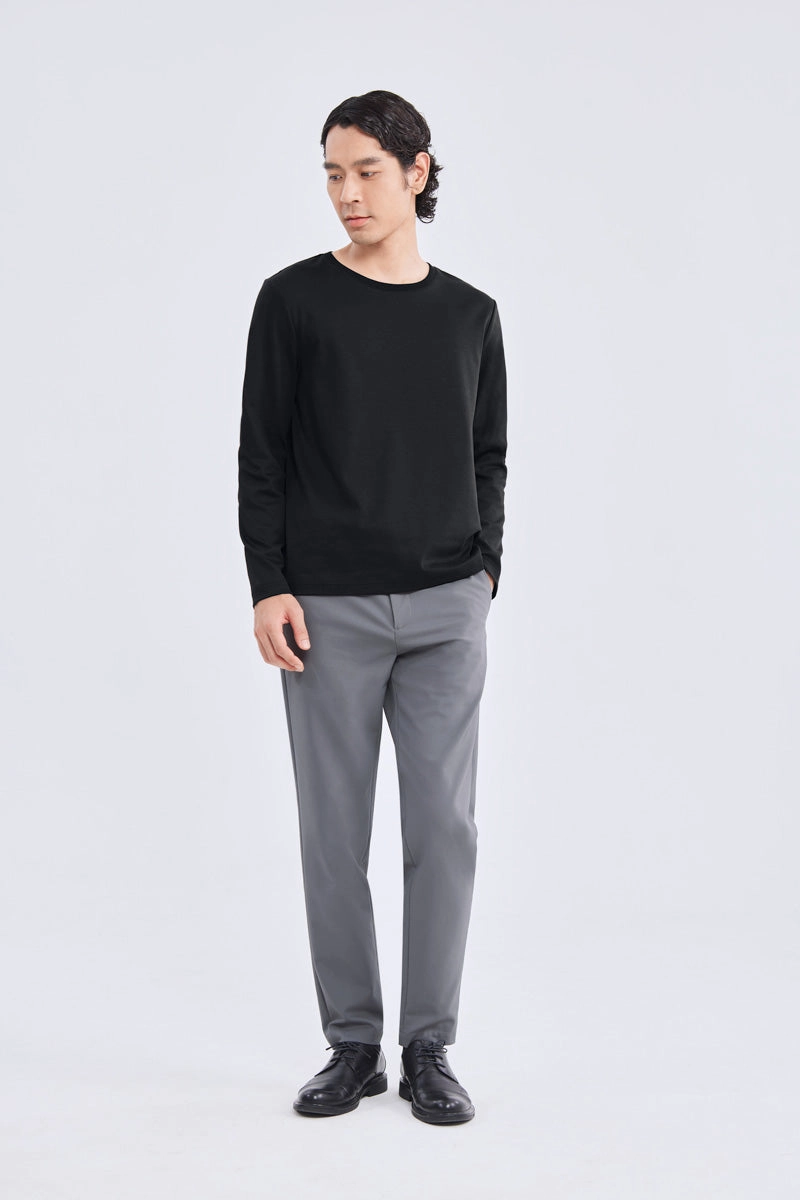 Waterless Dye Long Sleeve Crew Neck T-Shirt | Black BKYD01 EasyCareFabric Fresh Vibes
