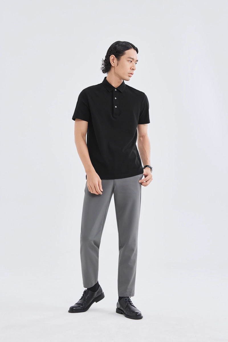 Trendy Prints Everyday Wear Waterless Dye Pique Polo | Black BKYD01