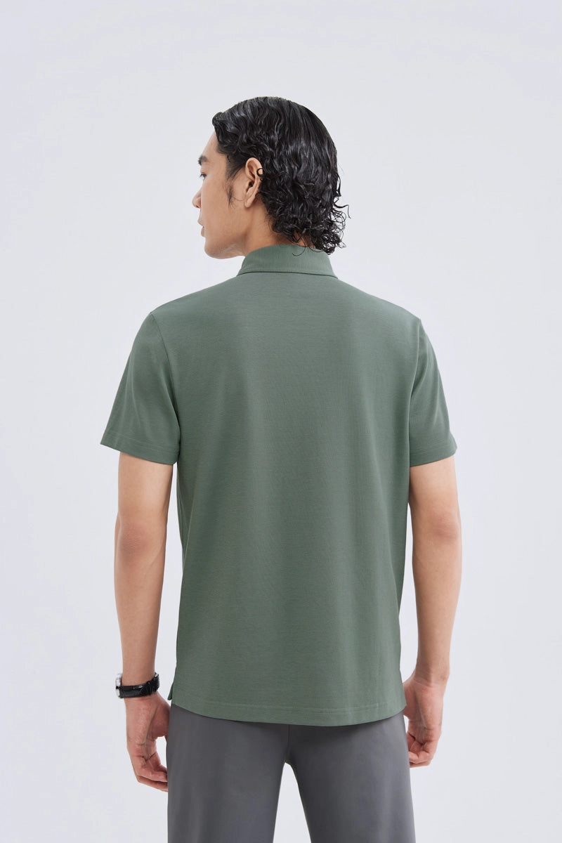 Waterless Dye Pique Polo | Olive GNYD01 Outdoor Fit Layered Collar Structure