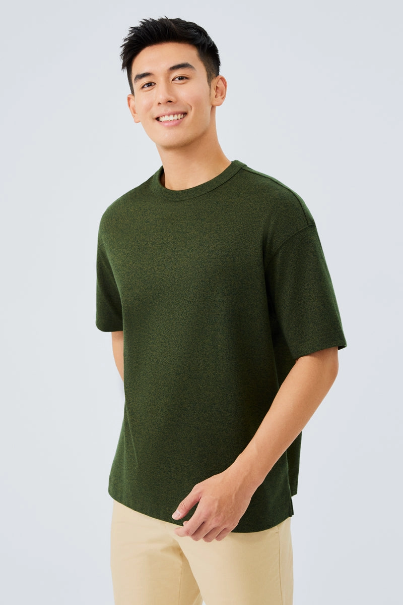 Soft and breathable Office Wear Waterless Dye Relaxed-Fit T-Shirt  | Dark Green GN0609