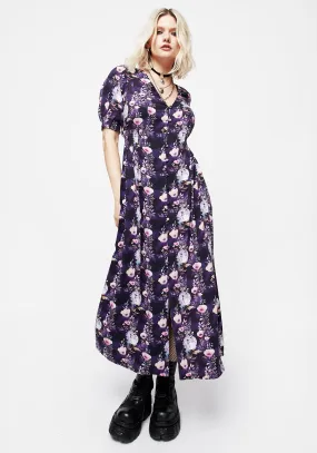 Smooth Tone Calm Beauty Socordia Floral Moon Ruched Waist Midaxi Dress