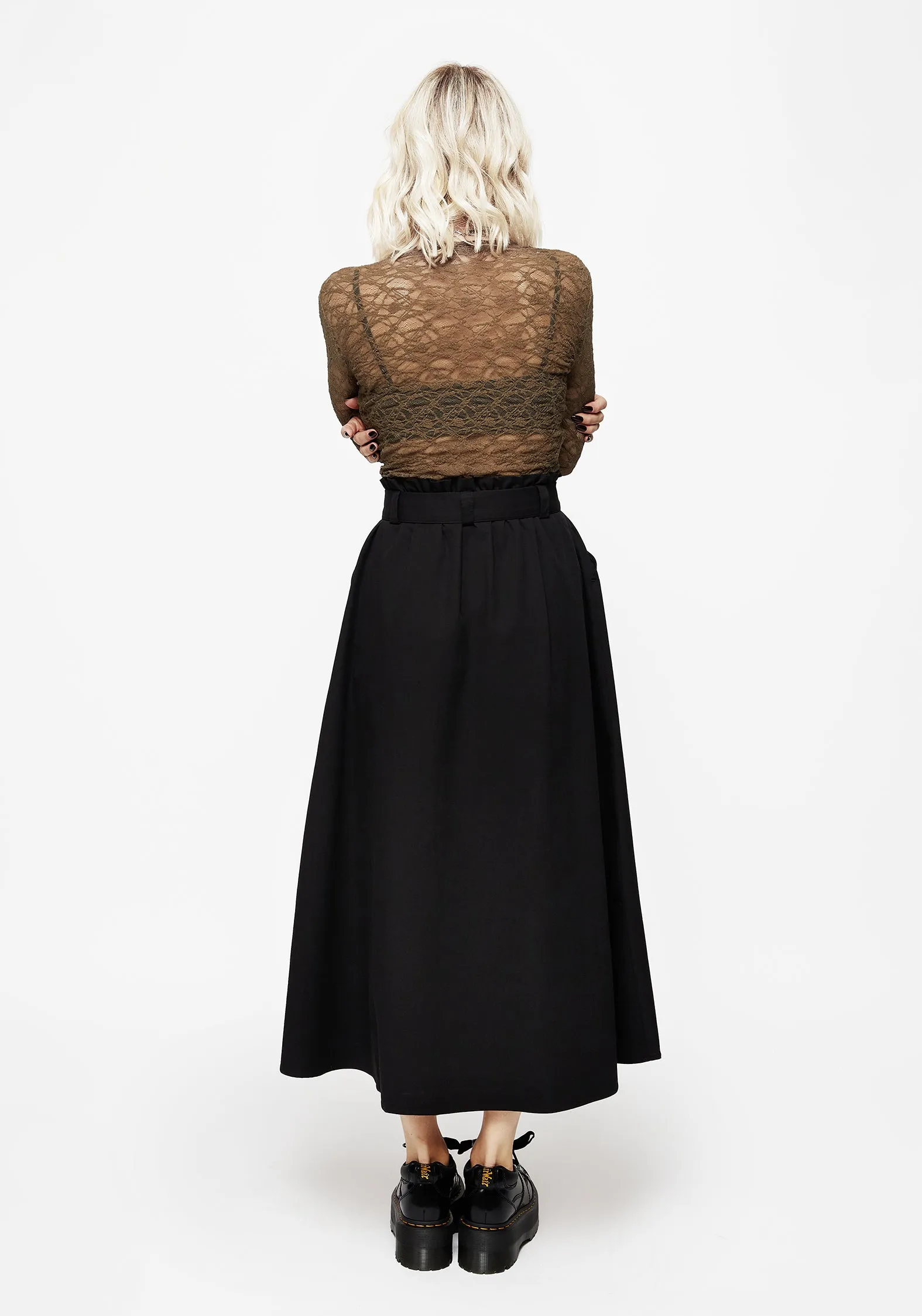 Side Slit Strega Tie Belt Midaxi Skirt