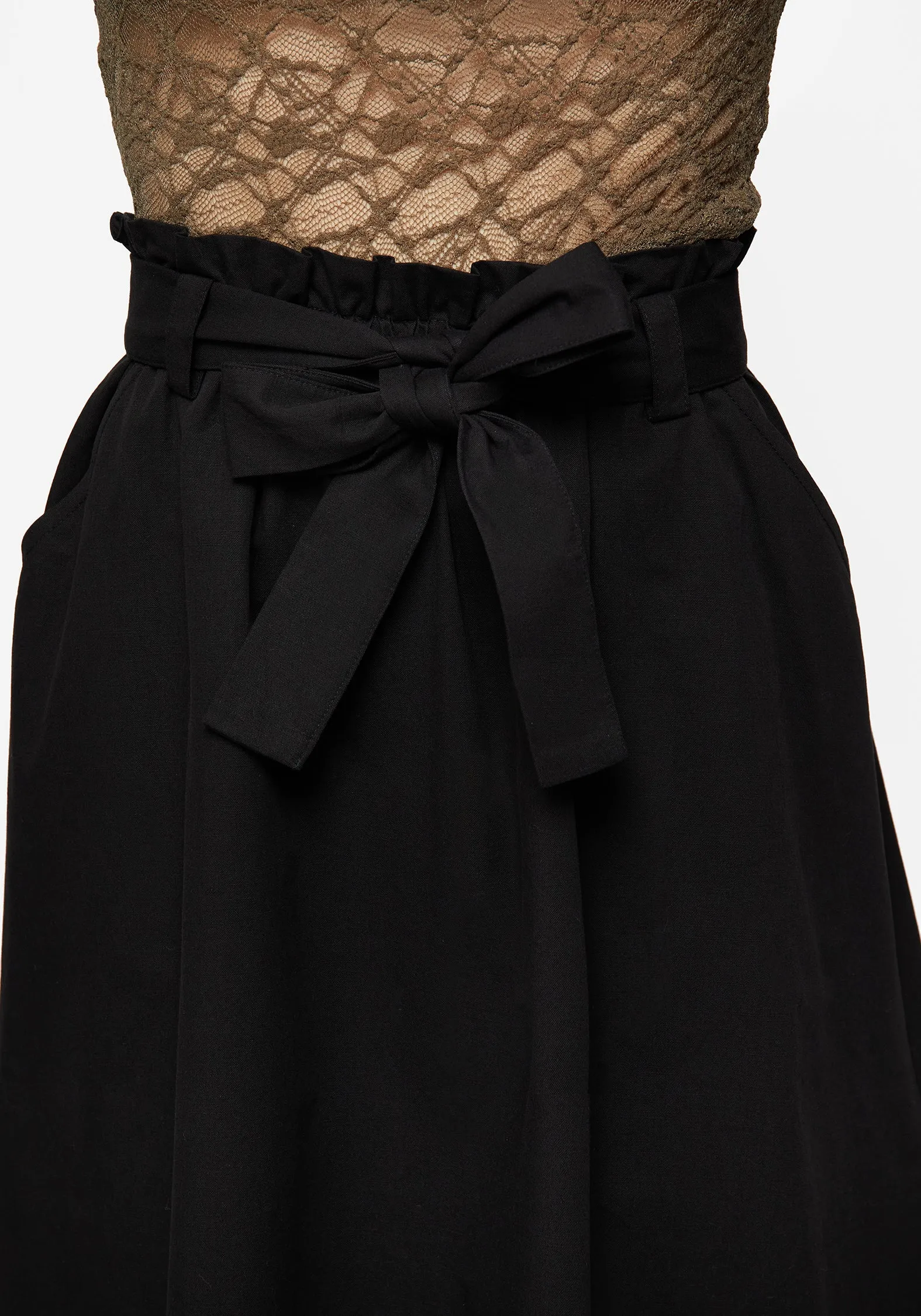 Side Slit Strega Tie Belt Midaxi Skirt