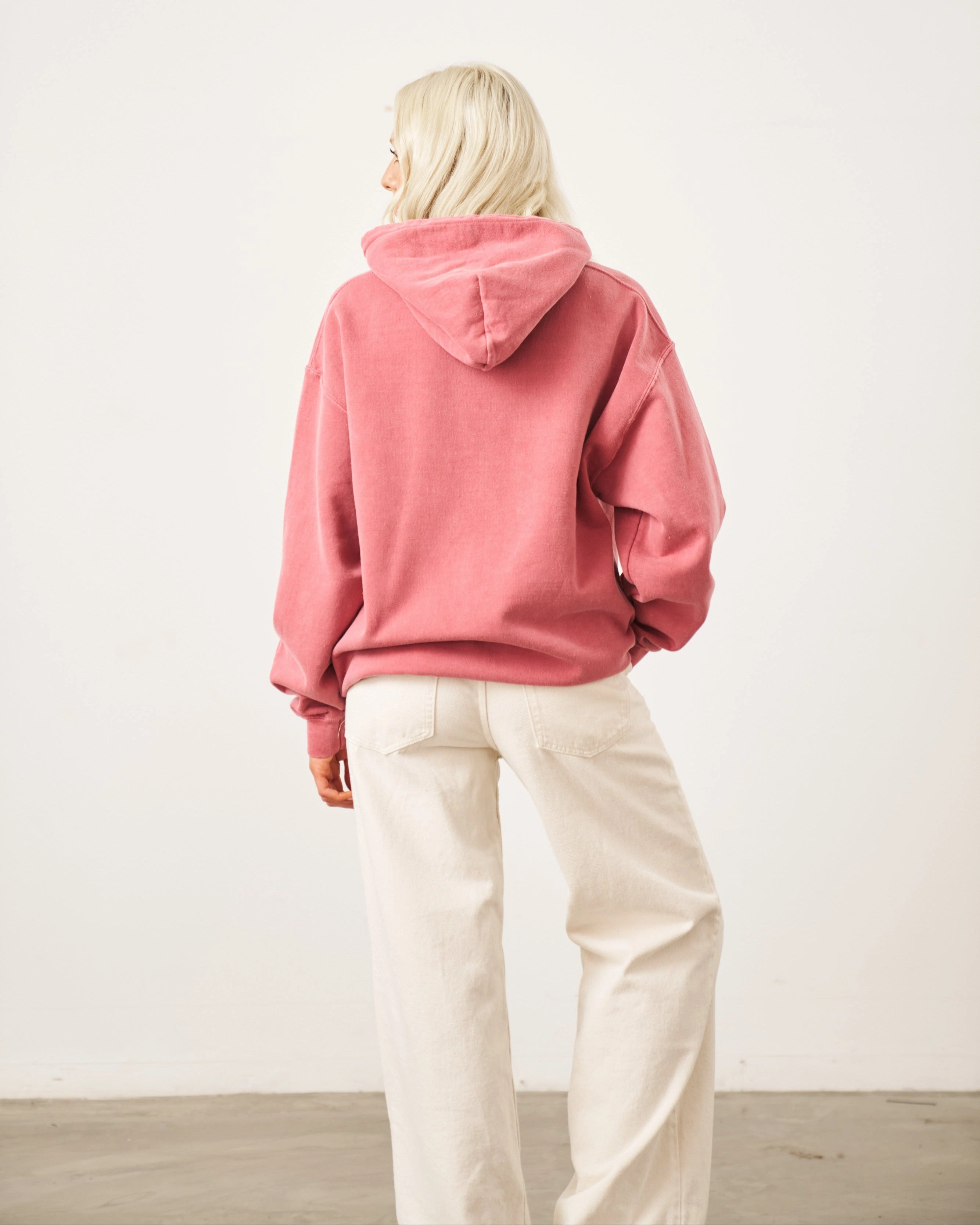Distressed Detailing Essentials Vintage Washed Hoodie - Red