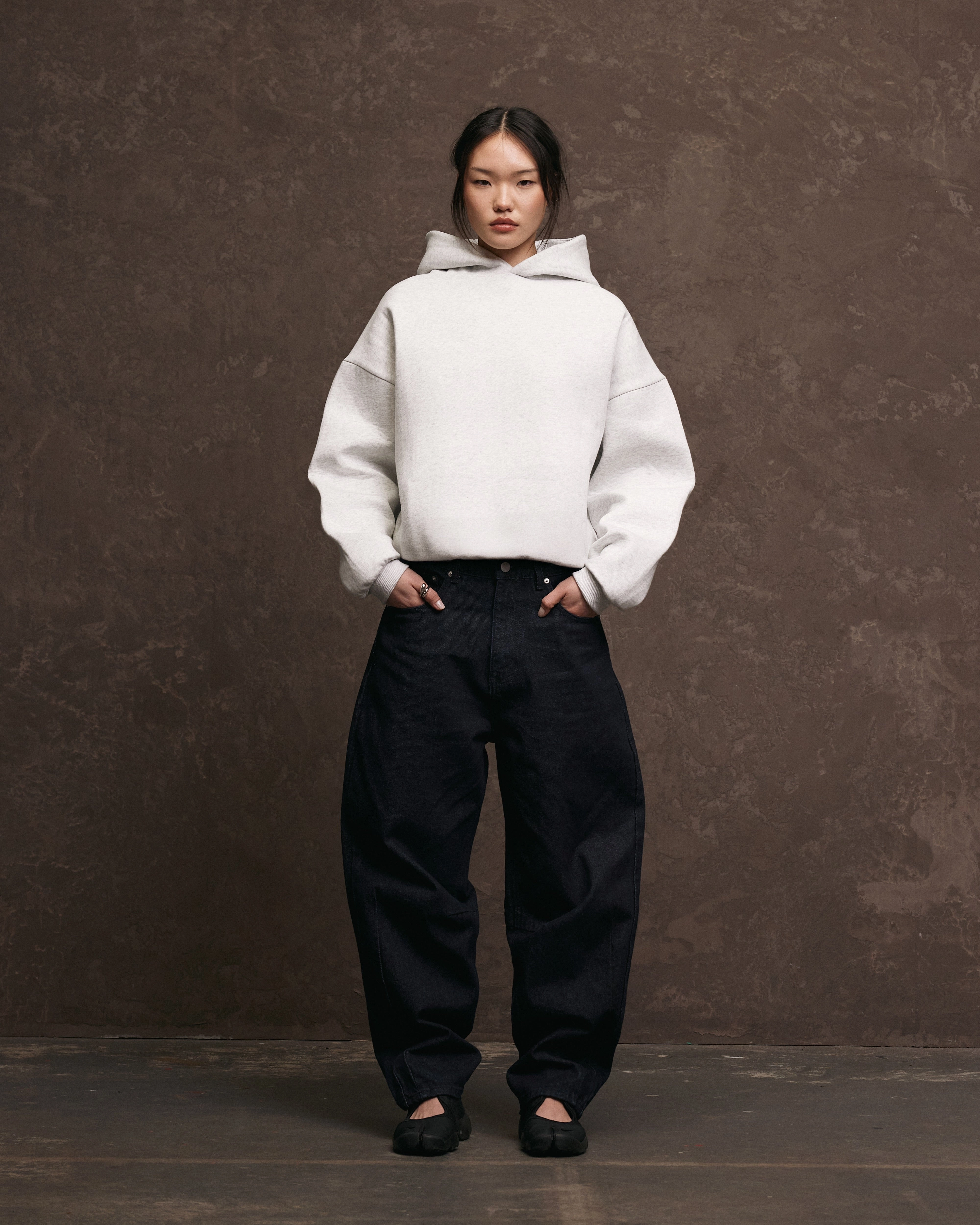 Raglan Sleeve Construction Nothing Nimbus Hoodie | White Marle