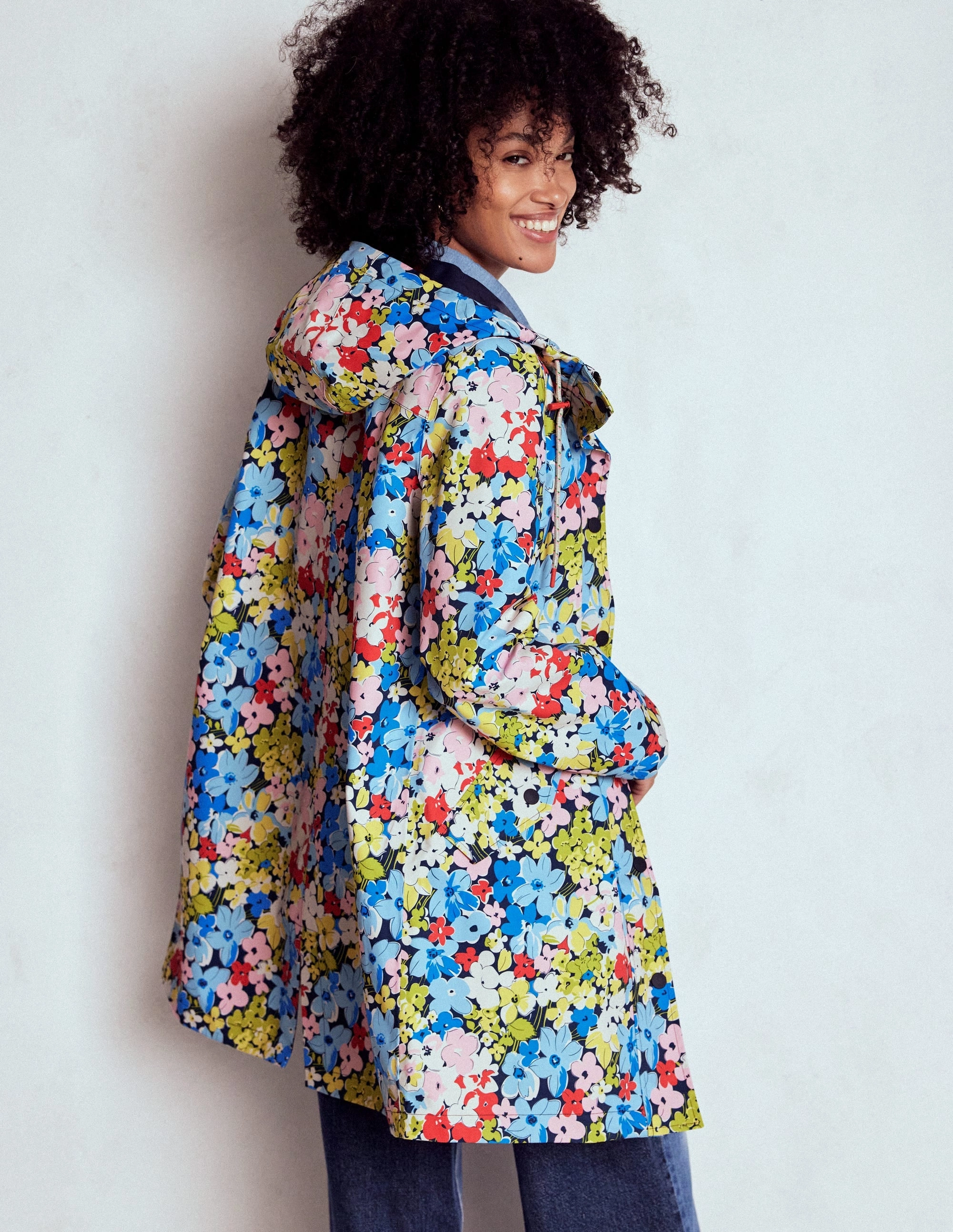 Wells Waterproof Hooded Coat-Multi, Flowerbed Cluster Heat Retention