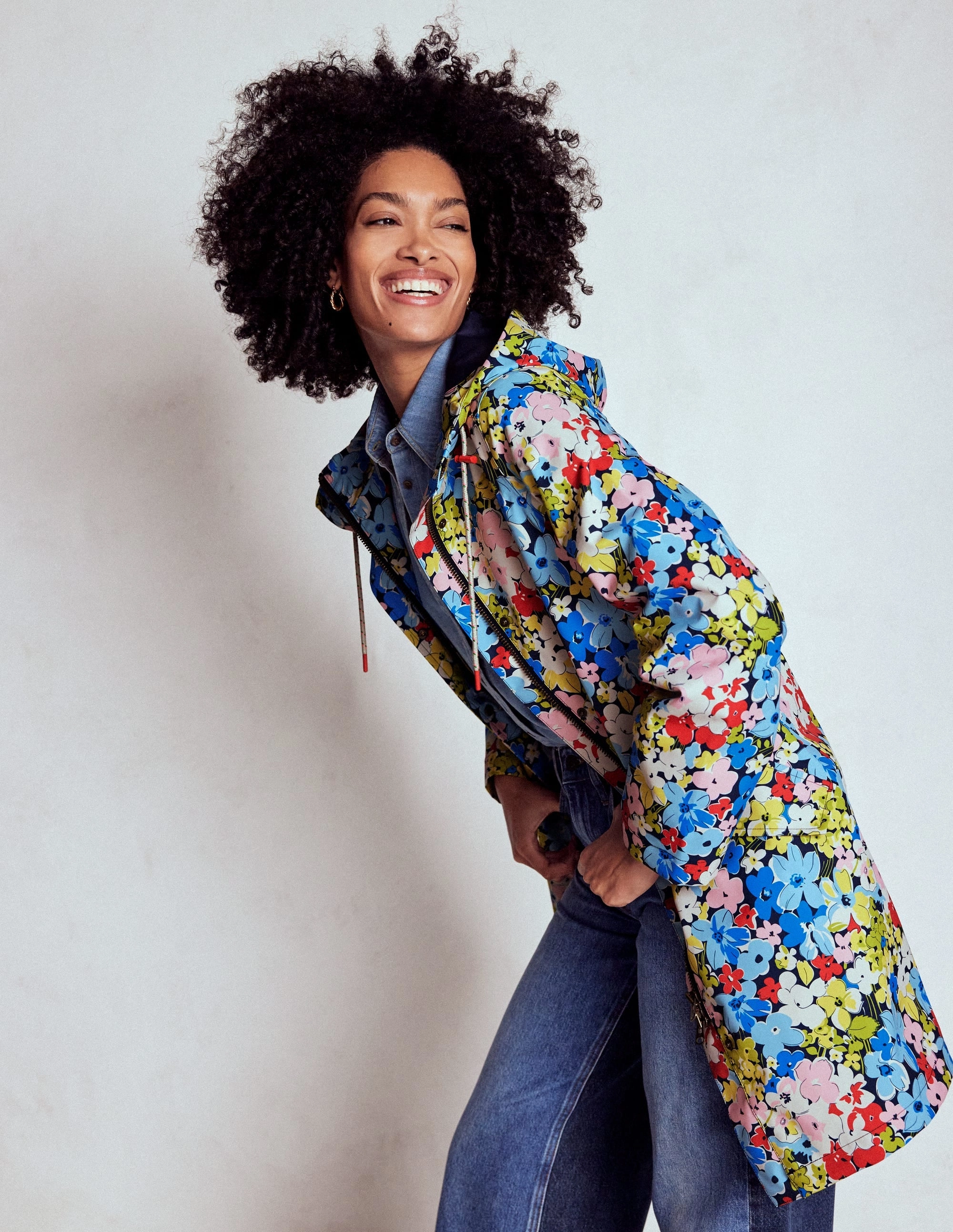 Wells Waterproof Hooded Coat-Multi, Flowerbed Cluster All weather