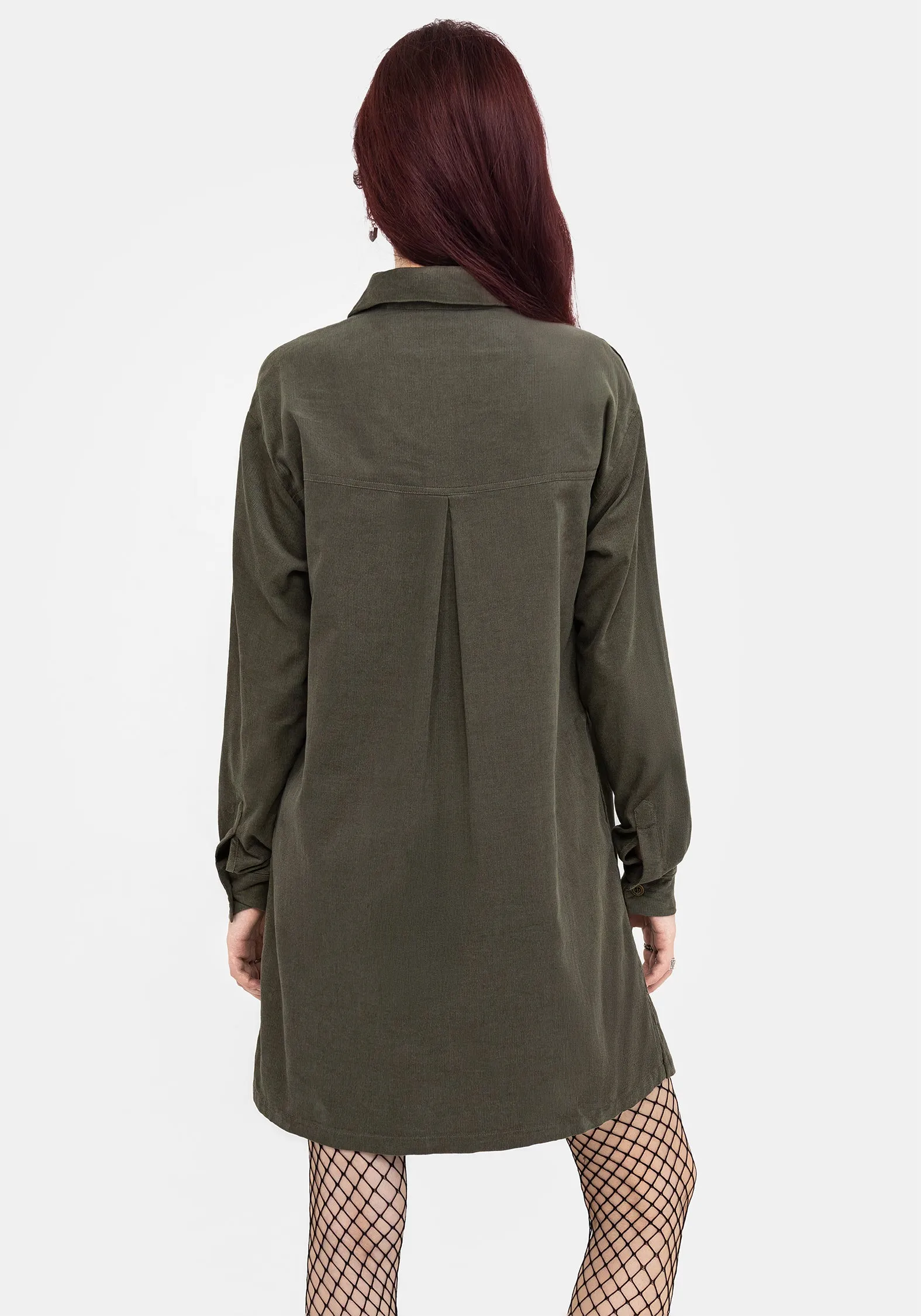 Outfit Core Pure Tone Whimsical Pocket Embroidered Mini Shirt Dress