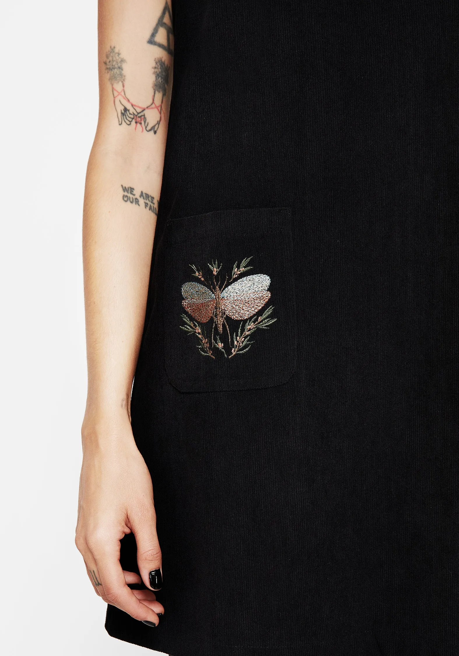 Griffinfly Embroidered Pocket Cord Mini Dress Cool Palette Gift-Worthy