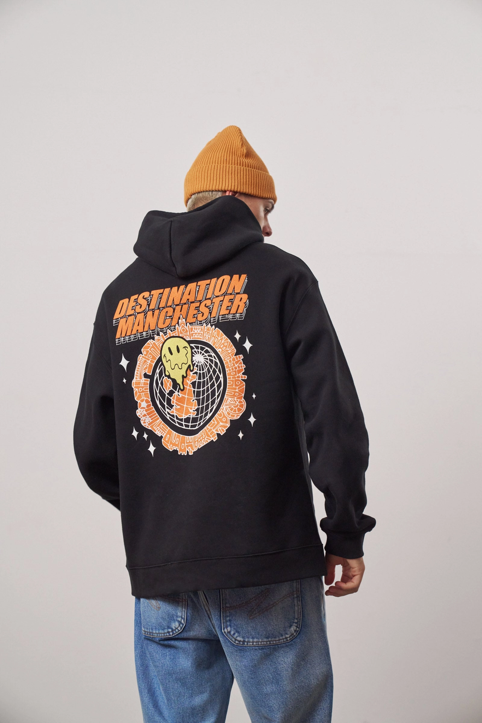 WHP x UN:IK 'Destination Manchester' Hoodie - Black Family outing Minimalist Stitching