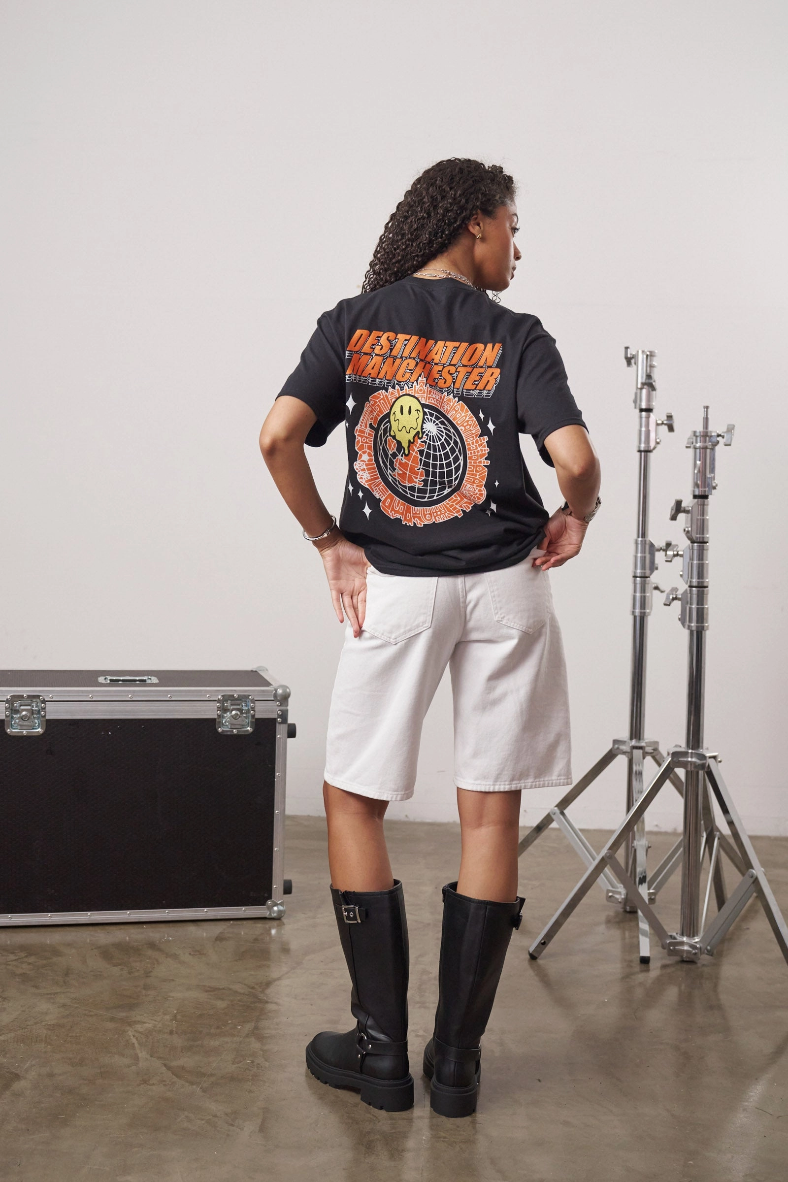 WHP x UN:IK 'Destination Manchester' Tee - Black Outdoor Leisure Oversized Cut