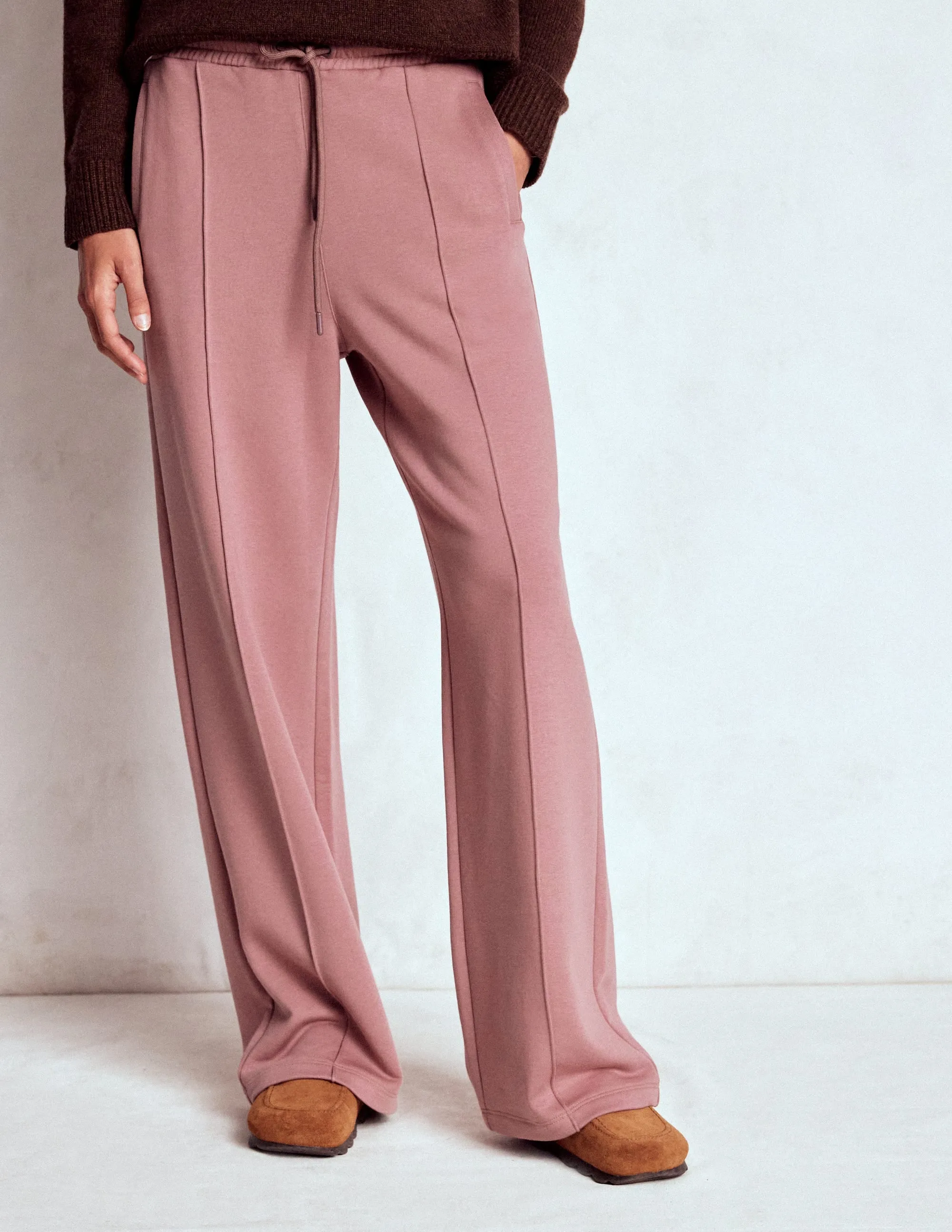 High Mobility Relax Fit Wide Leg Joggers-Blushing Rose