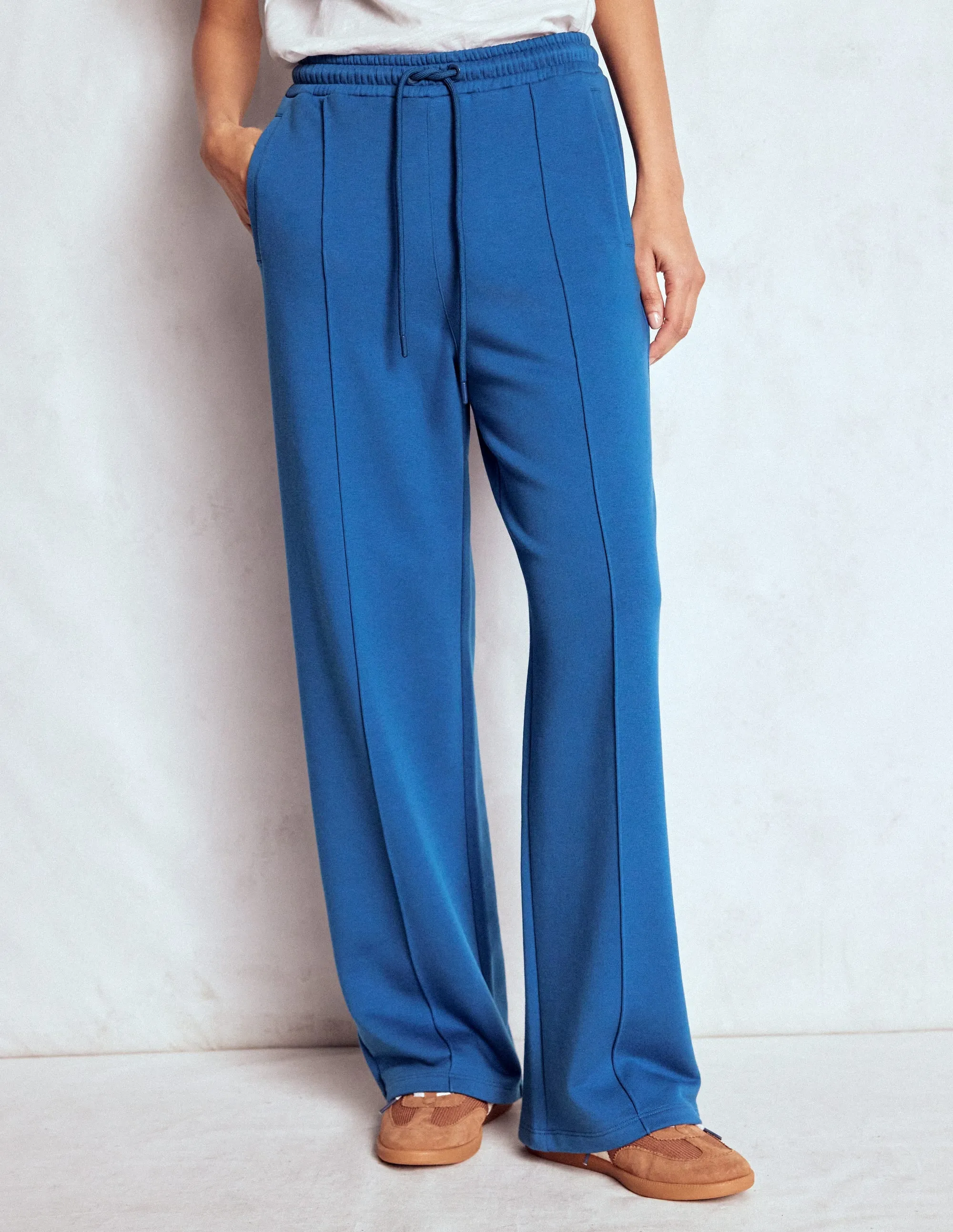 Wide Leg Joggers-Tourmaline Blue Fitted waist Timeless Comfort Wear