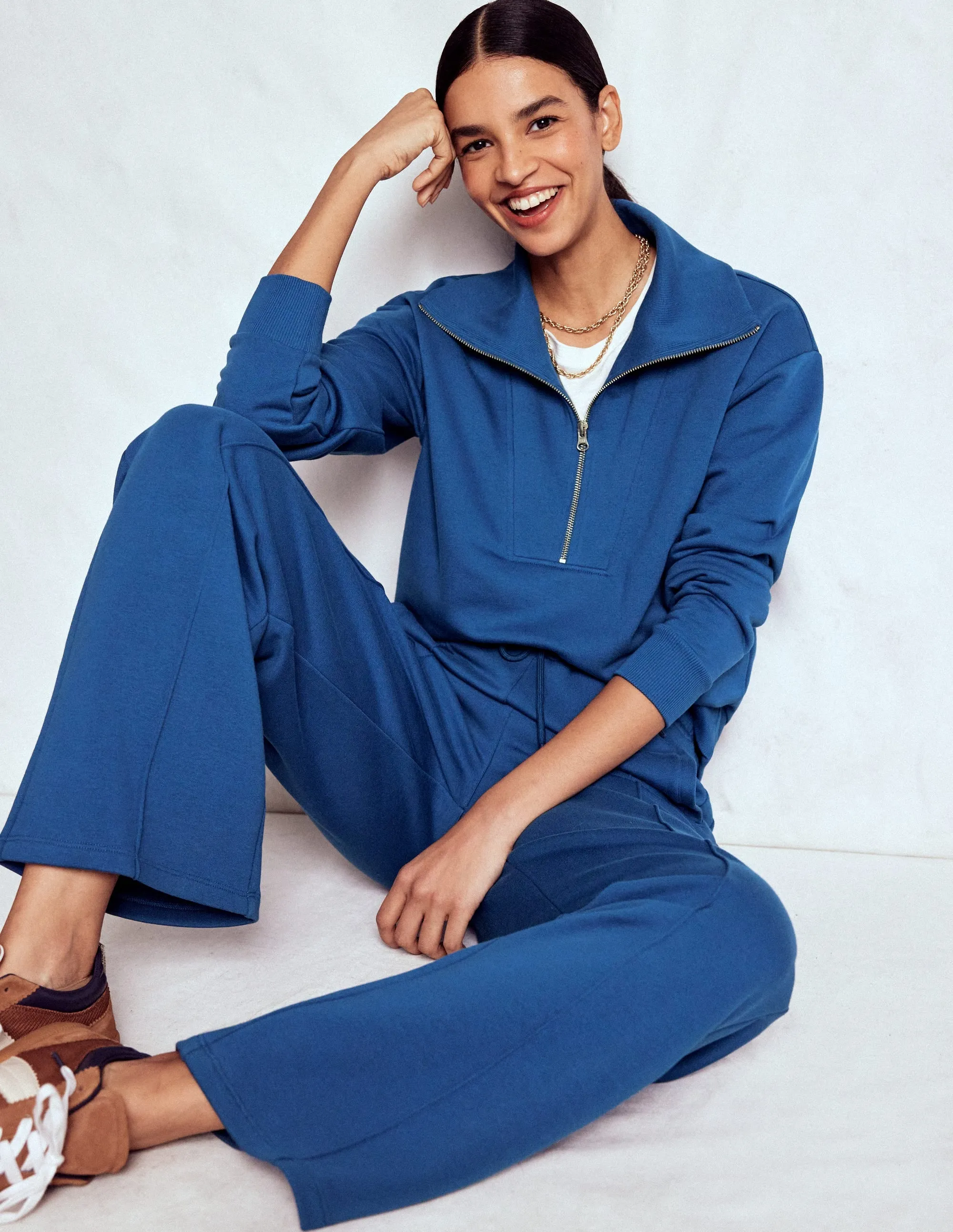 Wide Leg Joggers-Tourmaline Blue Classic Comfort Casual Active