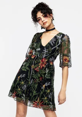 Wildflower Embroidered Mesh Mini Dress Chic Wear