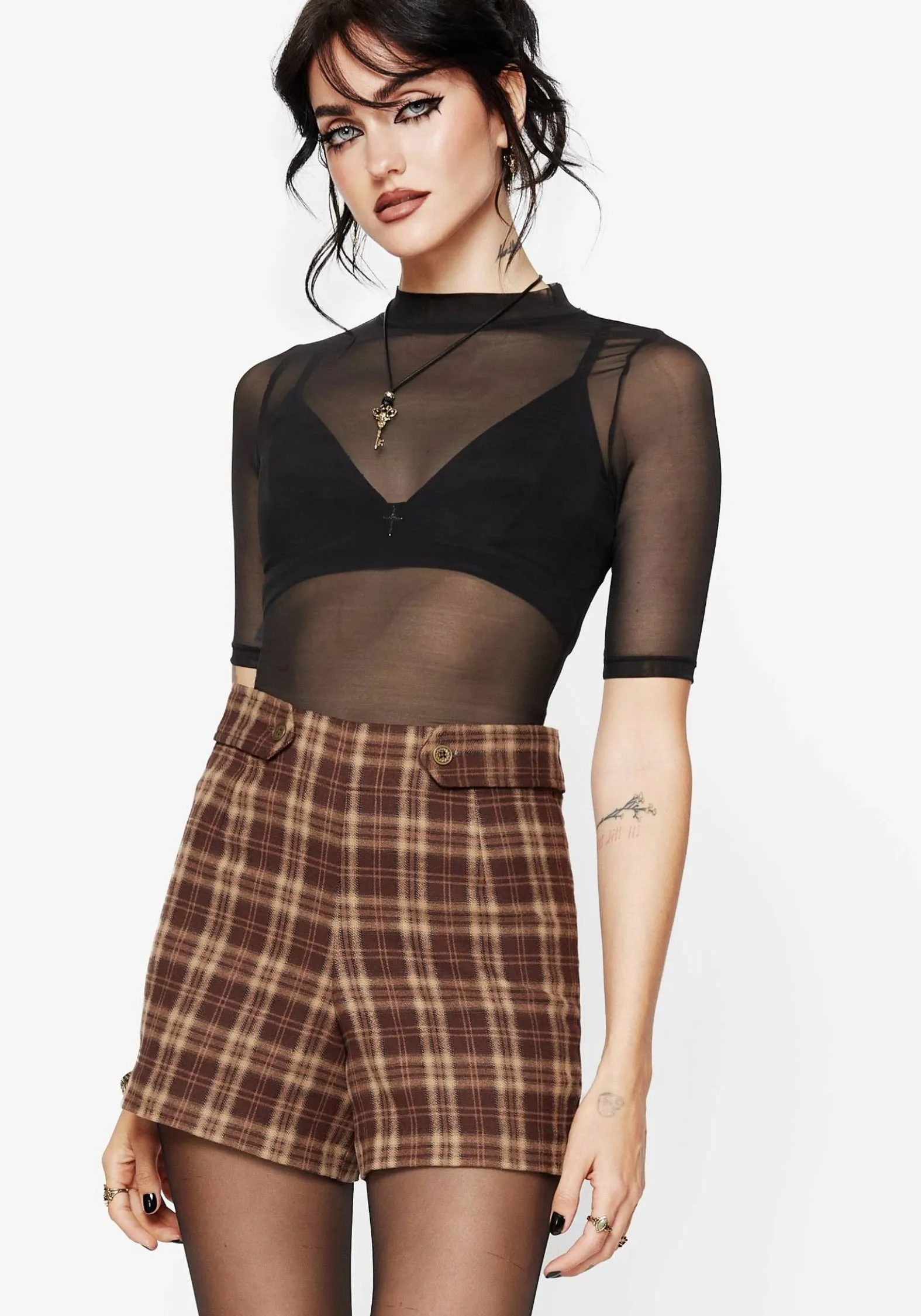 bodysuit Patchwork Design Milo Check Shorts