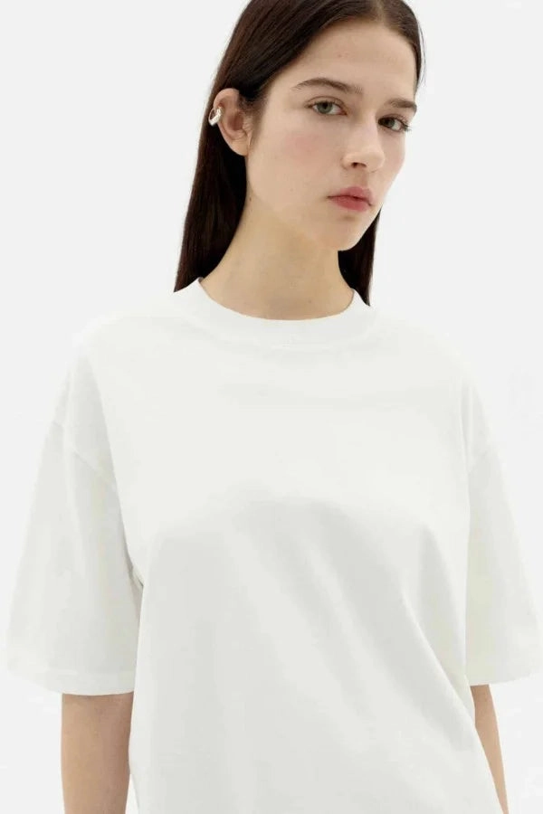 White Lena Short Sleeve Tee Summer Casual right size