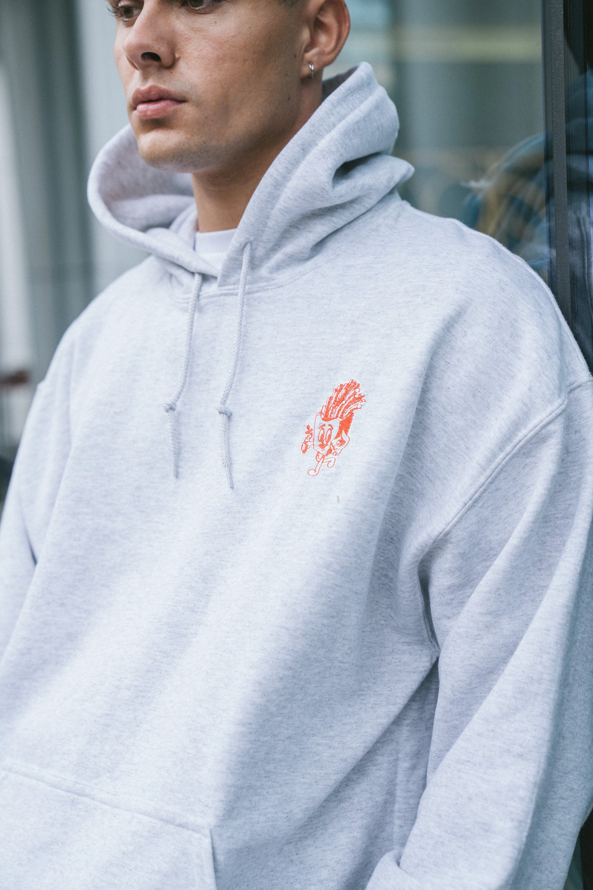 Pomme Frite 'Chips' Embroidered Hoodie - Ash Multipack Deal