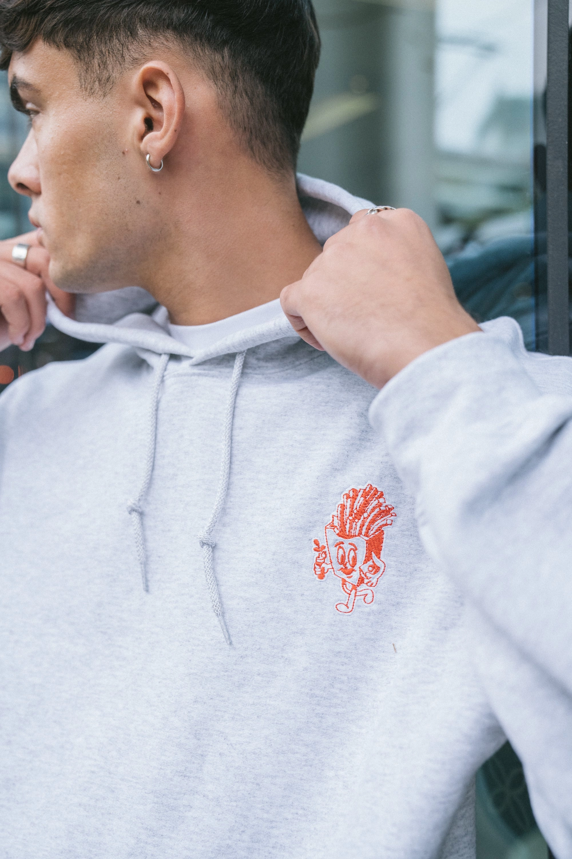 Value Pack Men's Pomme Frite 'Chips' Embroidered Hoodie - Ash