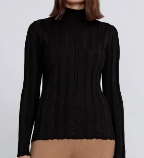 Sleek Wear Opal Mock Neck Sweater In Black
