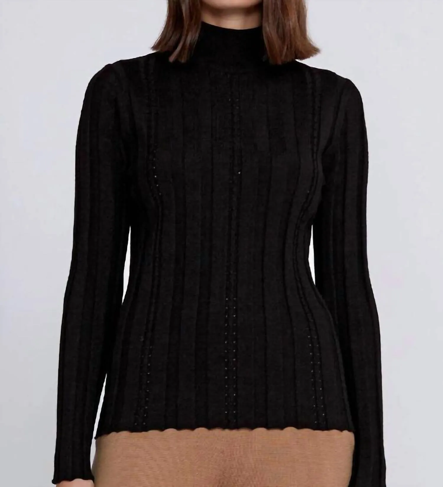 Sleek Wear Opal Mock Neck Sweater In Black
