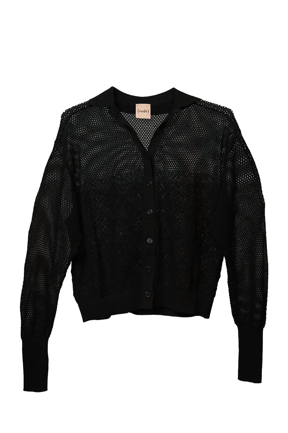 Open-Knit Top In Black Thermal Locking Yarn