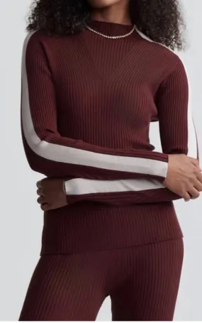 Wilshire Mock Neck Knit In Red Chocolate Fashion Essential Cozy Wearable